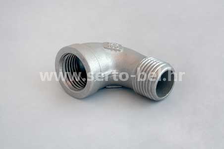 Stainless steel (inox) threaded couplings - Elbow 90 female-male reduction